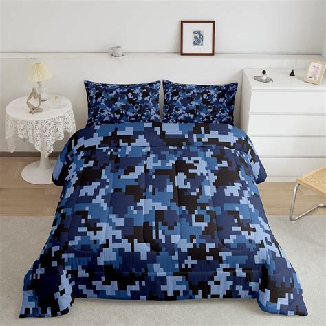 blue camouflage comforter|More.